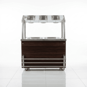 Stainless steel mobile bain marie counter for commercial hot food serving